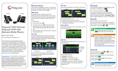 Polycom VVX 500 and VVX 600 Quick User Guide