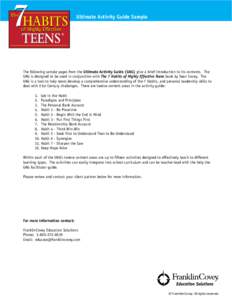 The  HABITS TEENS  Ultimate Activity Guide Sample