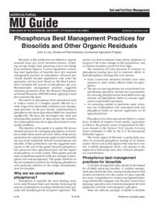 Soil and Fertilizer Management AGRICULTURAL MU Guide  PUBLISHED BY MU EXTENSION, UNIVERSITY OF MISSOURI-COLUMBIA