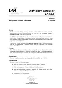 Advisory Circular[removed]Assignment of Mode S Address
