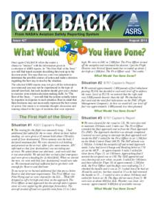ASRS CALLBACK IssueAugust 2015