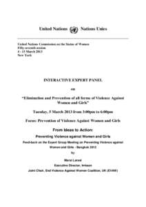 United Nations  Nations Unies United Nations Commission on the Status of Women Fifty-seventh session