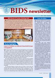 BIDS newsletter Vol. 1 Issue 1 June 2013 A  BIDS Board of Trustees Meeting Held