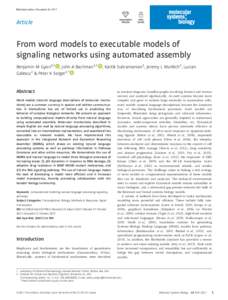 Published online: November 24, 2017  Article From word models to executable models of signaling networks using automated assembly
