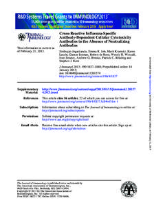 This information is current as of February 21, 2013. Cross-Reactive Influenza-Specific Antibody-Dependent Cellular Cytotoxicity Antibodies in the Absence of Neutralizing