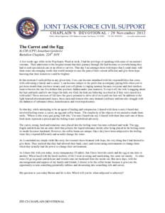 JOINT TASK FORCE CIVIL SUPPORT CHAPLAIN’S DEVOTIONAL / 29 November 2012 Public Affairs Operations 1504 Madison Avenue, Fort Eustis, VA