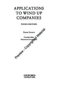 APPLICATIONS TO W IND UP COMPANIES Third Edition Derek French Consultant Editor