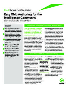 Quark XML Author for Intel information sheet