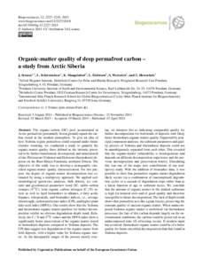 Biogeosciences, 12, 2227–2245, 2015 www.biogeosciences.netdoi:bg © Author(sCC Attribution 3.0 License.  Organic-matter quality of deep permafrost carbon –
