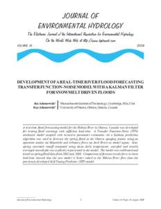 JOURNAL OF ENVIRONMENTAL HYDROLOGY The Electronic Journal of the International Association for Environmental Hydrology On the World Wide Web at http://www.hydroweb.com VOLUME 16