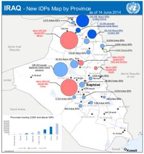 IRAQ - New IDPs Map by Provinceas of 14 June,370 Anbar IDPs 200,000, Mosul IDPs entered Dohuk