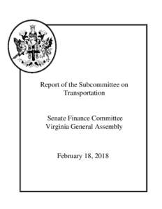 \  Report of the Subcommittee on Transportation  Senate Finance Committee