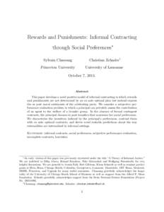 Rewards and Punishments: Informal Contracting through Social Preferences∗ Sylvain Chassang Christian Zehnder†