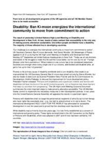 Convention on the Rights of Persons with Disabilities / Ban Ki-moon / Disability / United Nations / Politics / International law / Disability rights / Light for the World / International relations