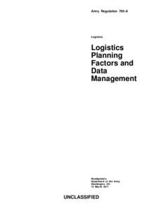 Army Regulation 700–8  Logistics Logistics Planning
