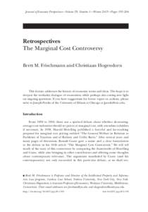 Retrospectives: The Marginal Cost Controversy
