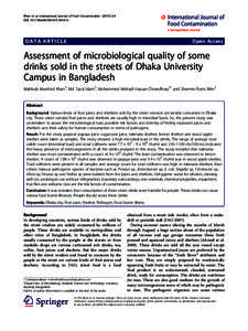 Assessment of microbiological quality of some drinks sold in the streets of Dhaka University Campus in Bangladesh