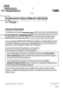 T435 Employment tribunal fees for individuals