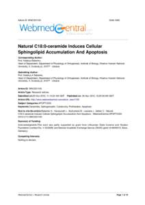 Article ID: WMC001100Natural C18:0-ceramide Induces Cellular Sphingolipid Accumulation And Apoptosis