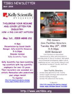 TIBBS NEWSLETTER MAY 2008 TAILORING YOUR RESUME AND COVER LETTER FOR INDUSTRY: