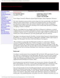Federal Bureau of Investigation - The Minneapolis Division: Department of Justice Press Release