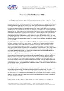 HEIDELBERG INSTITUTE FOR INTERNATIONAL CONFLICT RESEARCH (HIIK) at the Department of Political Science at the University of Heidelberg Press release 