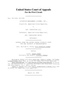 United States Court of Appeals For the First Circuit Nos; SITUATION MANAGEMENT SYSTEMS, INC., Plaintiff, Appellant/Cross-Appellee, v.