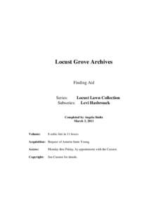 Locust Grove Archives  Finding Aid Series: Locust Lawn Collection