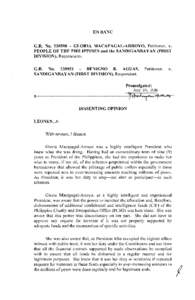 EN BANC G.R. NoGLORIA MACAPAGAL-ARROYO, Petitioner, v. PEOPLE OF THE PHILIPPINES and the SANDIGANBA YAN (FIRST DIVISION}, Respondents. G.R. NoBENIGNO B. AGUAS, SANDIGANBAYAN (FIRST DIVISION}, Responde