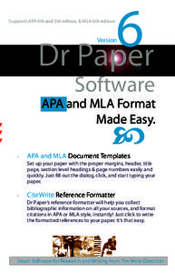 6 Dr Paper Supports APA 6th and 5th edition, & MLA 6th edition  Version