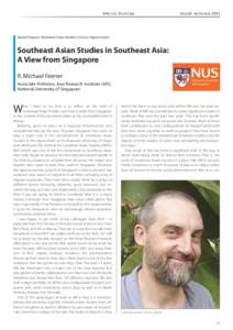Special Feature  No.68 Autumn 2013 Special Feature: Southeast Asian Studies: Crisis or Opportunity?