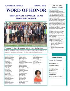 Volume 18 Issue 2  Spring 2012 Word of Honor The Official Newsletter of