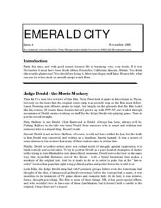 EMERALD CITY Issue 4 NovemberAn occasional ‘zine produced by Cheryl Morgan and available from her at 