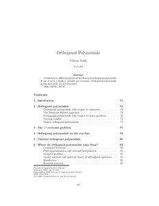 Orthogonal Polynomials Vilmos Totik[removed]