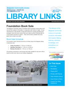 LIBRARY LINKS December/January 2014 Belgrade Community Library Newsletter  Foundation Book Sale