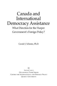 Canada and International Democracy Assistance What Direction for the Harper Government’s Foreign Policy?