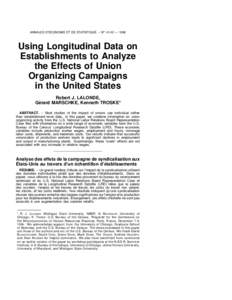 ´ ANNALES D’ECONOMIE ET DE STATISTIQUE. – N 41/42 — 1996 Using Longitudinal Data on Establishments to Analyze