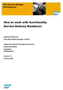 SAP Solution Manager Self-Diagnosis How-To Guide How to work with functionality Service Delivery Readiness
