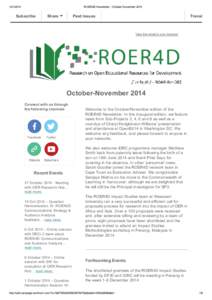 ROER4D Newsletter ­ October­November 2014 Subscribe