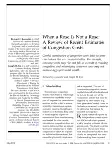 When a Rose Is Not a Rose: A Review of Recent Estimates of Congestion Costs