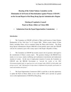 LC Paper No. CB[removed])(revised)  Hearing of the United Nations Committee on the Elimination of All Forms of Discrimination Against Women (CEDAW) on the Second Report of the Hong Kong Special Administrative Regi