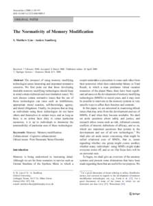 Neuroethics:85–99 DOIs12152ORIGINAL PAPER  The Normativity of Memory Modification