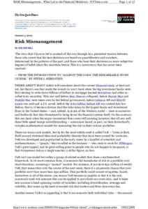 RISK Mismanagement - What Led to the Financial Meltdown - NYTimes.com  Page 1 of 12 This copy is for your personal, noncommercial use only. You can order presentation-ready copies for distribution to your colleagues, cli