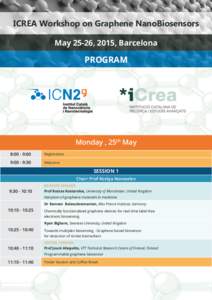 ICREA Workshop on Graphene NanoBiosensors May 25-26, 2015, Barcelona PROGRAM  Monday , 25th May