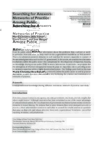 Searching for Answers: Networks of Practice Among Public Administrators  The American Review of Public Administration