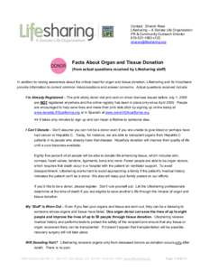 Contact: Sharon Ross Lifesharing – A Donate Life Organization PR & Community Outreach Director[removed]x123 [removed]