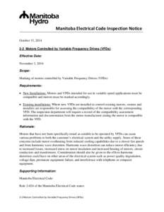 Manitoba Electrical Code Inspection Notice