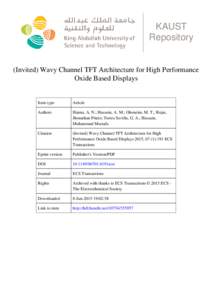 KAUST Repository (Invited) Wavy Channel TFT Architecture for High Performance Oxide Based Displays