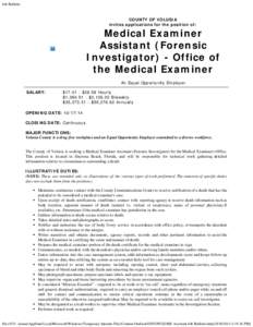 Job Bulletin  COUNTY OF VOLUSIA invites applications for the position of:  Medical Examiner