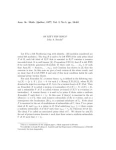 Ann. Sc. Math. Qu´ ebec, 1977, Vol. I, No 1, pp[removed]ON LEFT FBN RINGS1 John A. Beachy2